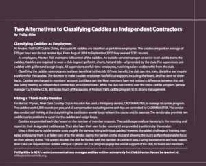 Two Alternatives to Classifying Caddies as Independent Contractors